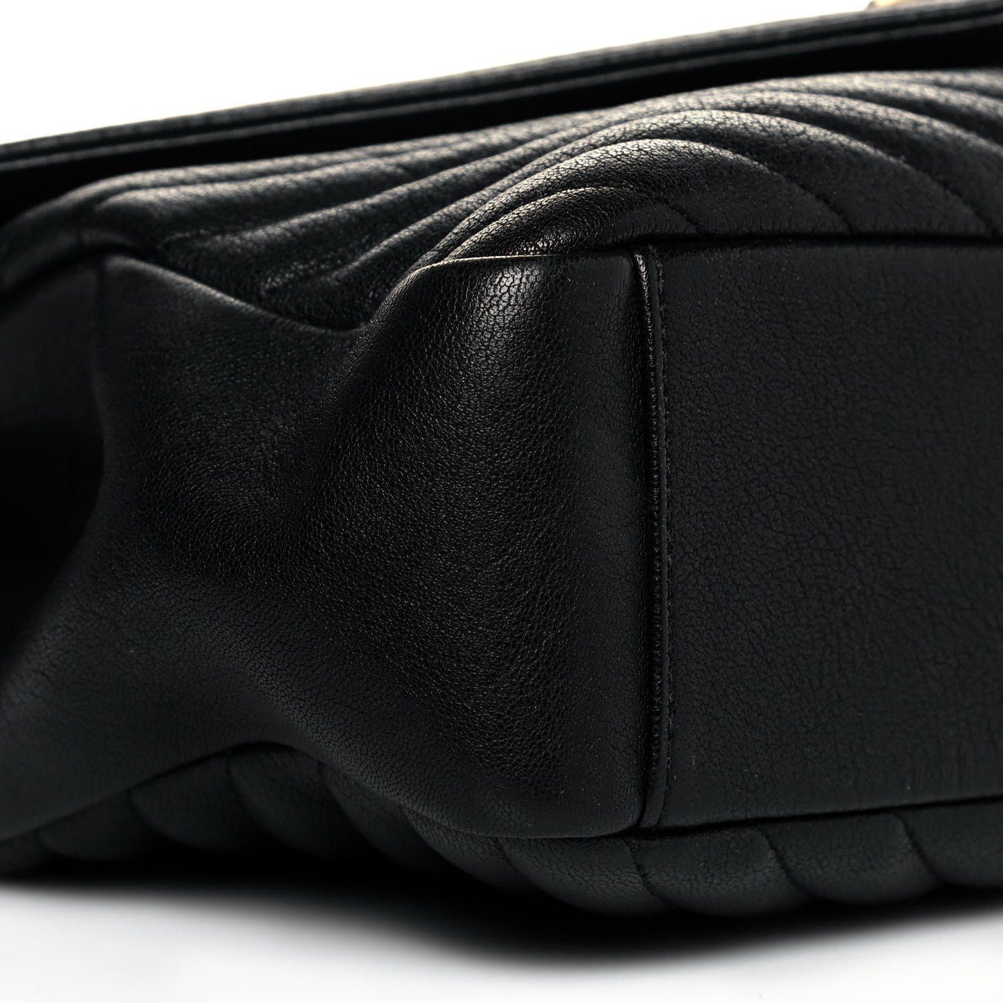 Sheepskin Matelasse Chevron Monogram Large College Satchel Black