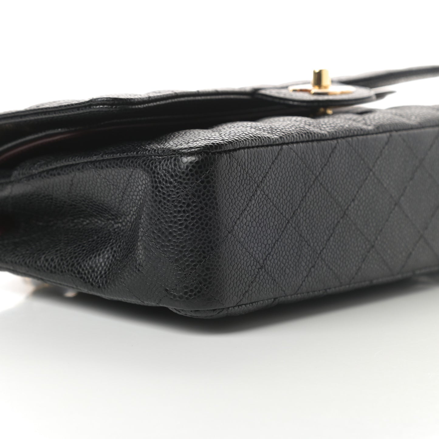Caviar Quilted Medium Double Flap Black