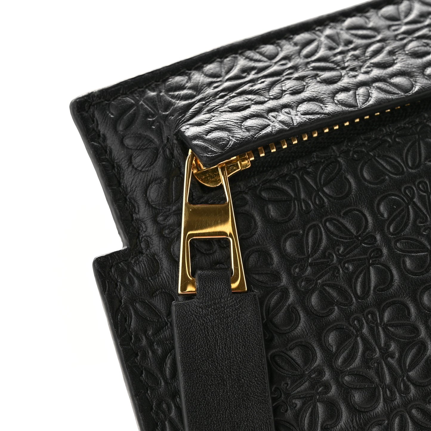 Calfskin Embossed Mini Repeat T Pouch Black