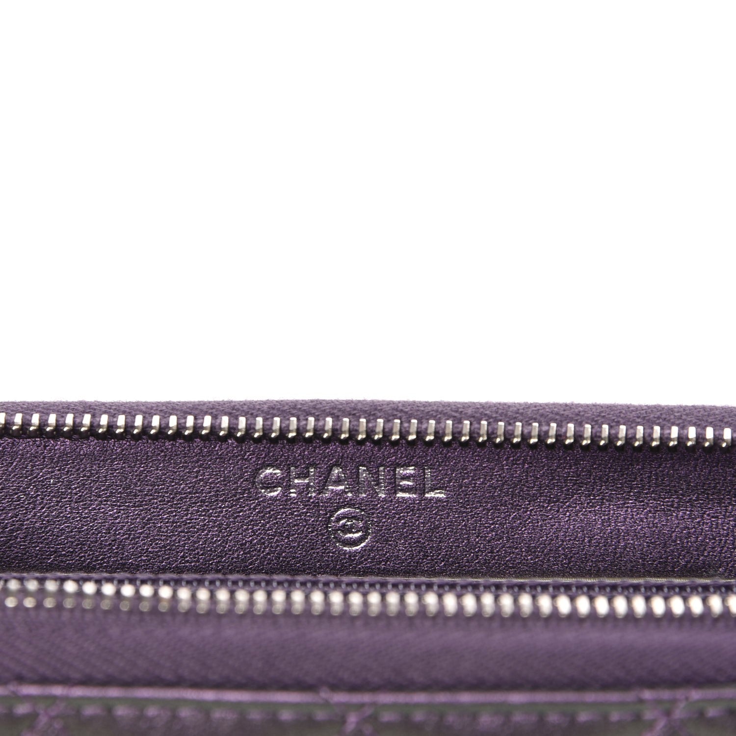 Chanel Iridescent Lambskin Quilted Small Zip Around Wallet Purple 6 of 9