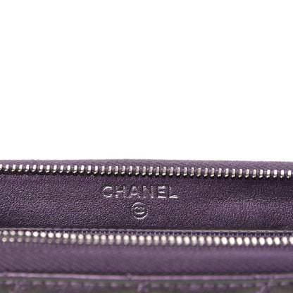 Chanel Iridescent Lambskin Quilted Small Zip Around Wallet Purple 6 of 9