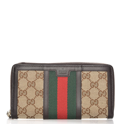 Gucci Monogram Web Rania Zip Around Wallet Dark Brown 1 of 8