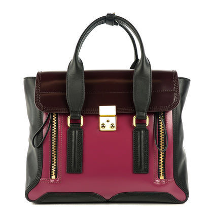 3.1 Phillip Lim 3.1 Smooth Calfskin Medium Pashli Satchel Berry Black 1 of 12