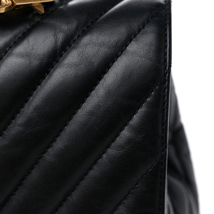 Chanel Calfskin Chevron Quilted Medium Coco Handle Flap Black 13 of 13
