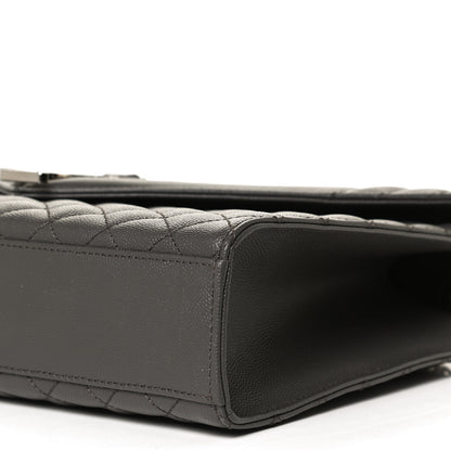 Saint Laurent Grain De Poudre Textured Mixed Matelasse Large Triquilt Monogram Satchel Earth 10 of 11
