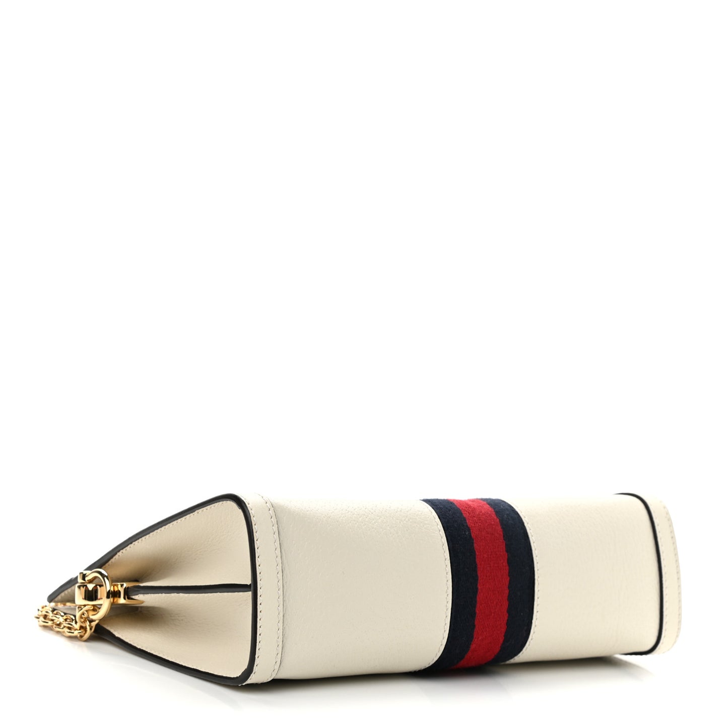 Textured Calfskin Web Small Ophidia Chain Shoulder Bag Mystic White