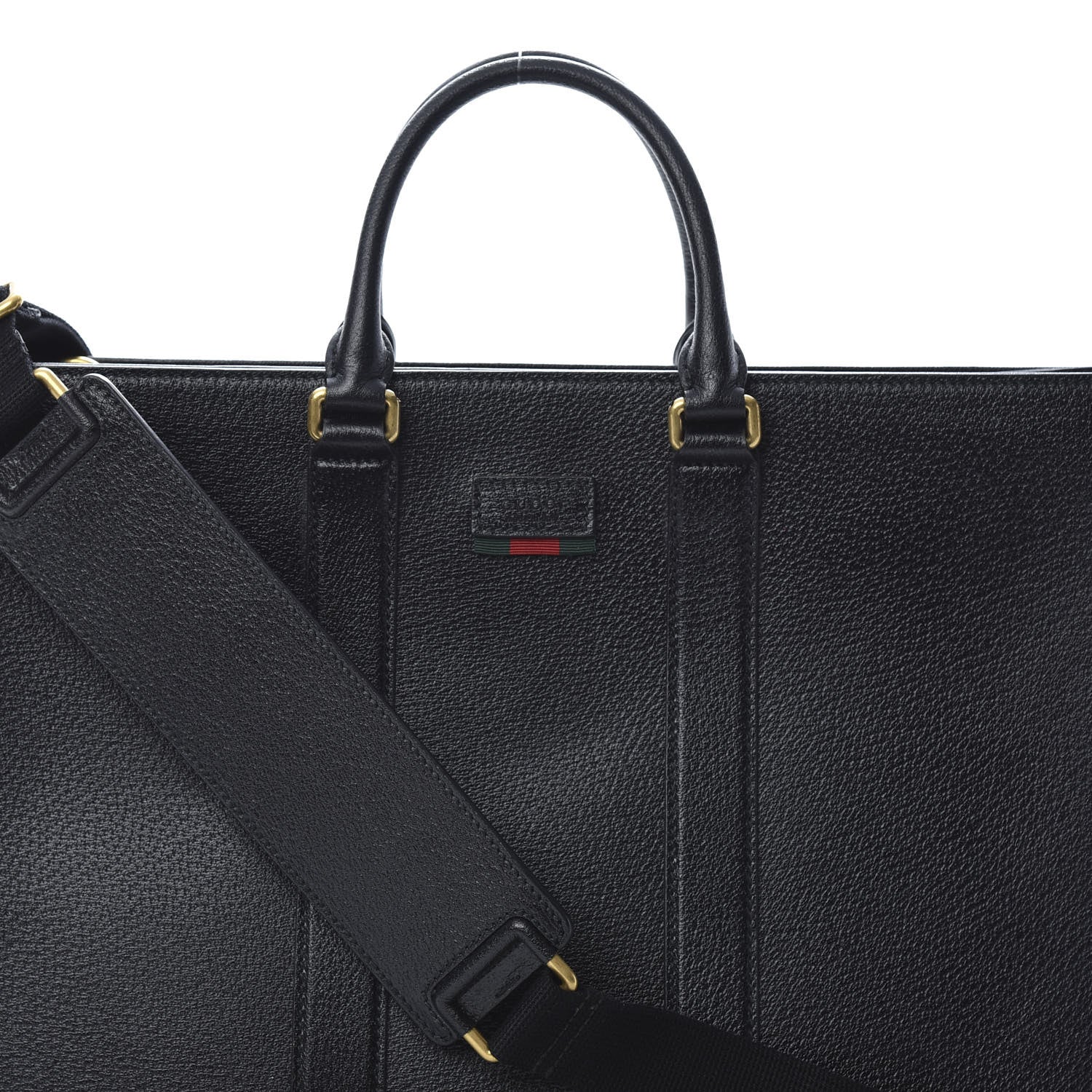 Gucci Grained Calfskin Web Top Handle Tote Black 8 of 10