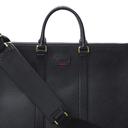 Gucci Grained Calfskin Web Top Handle Tote Black 8 of 10