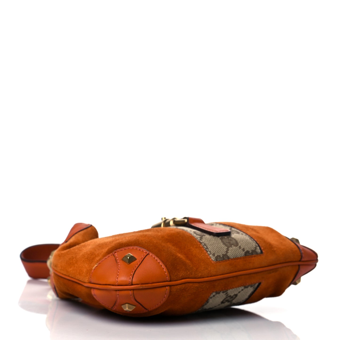 Suede Monogram Mini Piston Lock Jackie O Hobo Orange