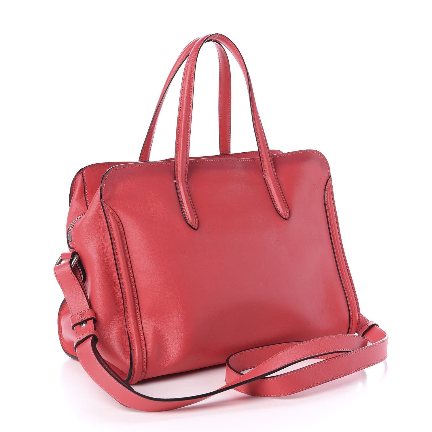 Alexander McQueen Pebbled Calfskin Small Skull Padlock Zip Around Tote Geranium 3 of 11