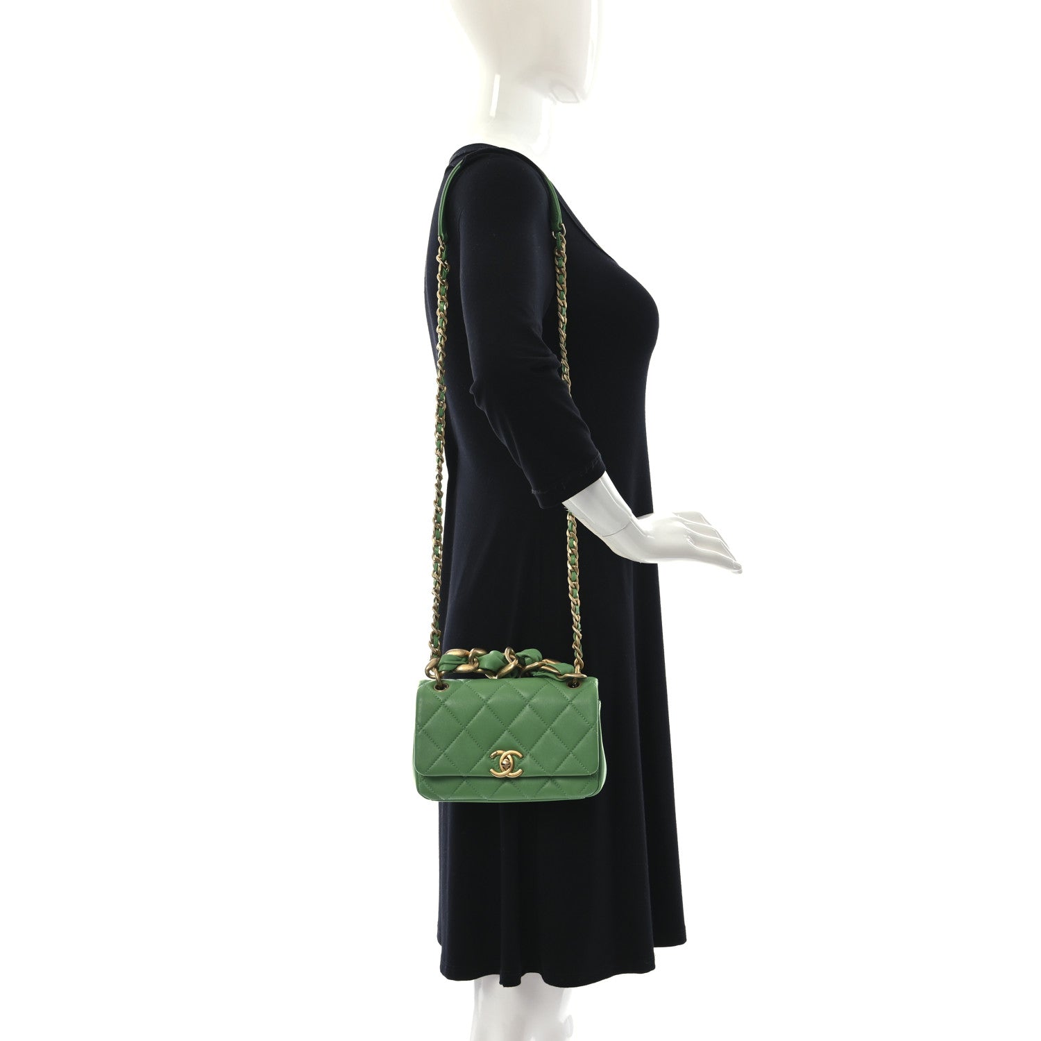 Chanel Shiny Lambskin Small Chain Is More Flap Green 2 of 7