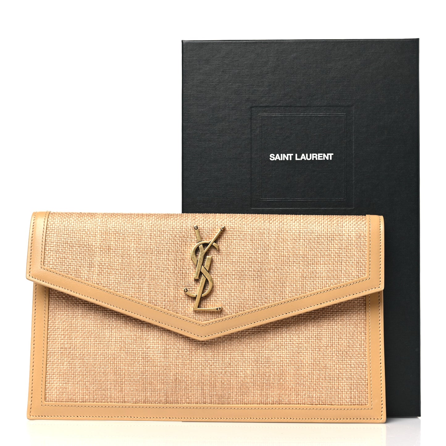 Micro Raffia Uptown Pouch Natural Hay Blush