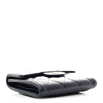 Chanel Caviar Quilted Compact Flap Wallet Navy 4 of 8