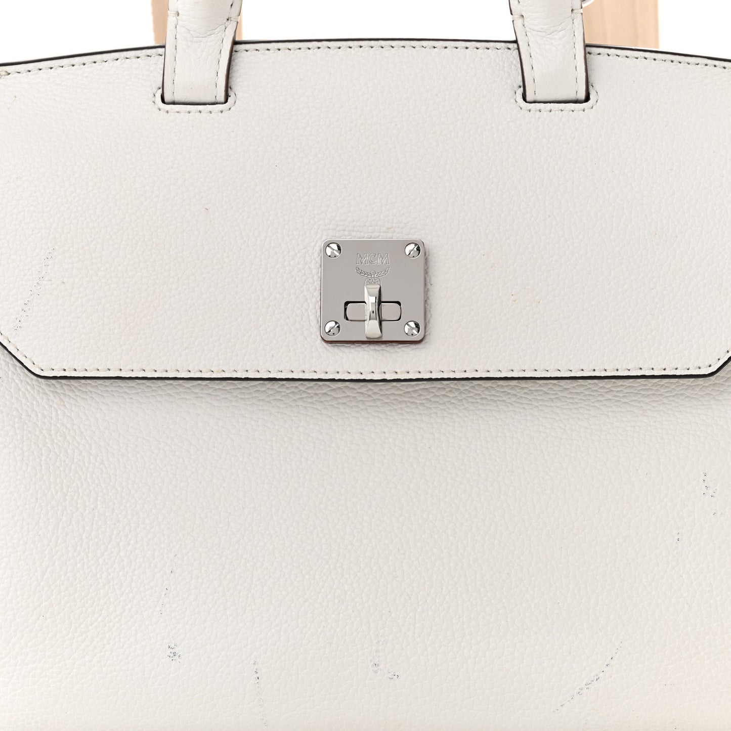 Grained Calfskin Medium Milla Convertible Backpack White Flake
