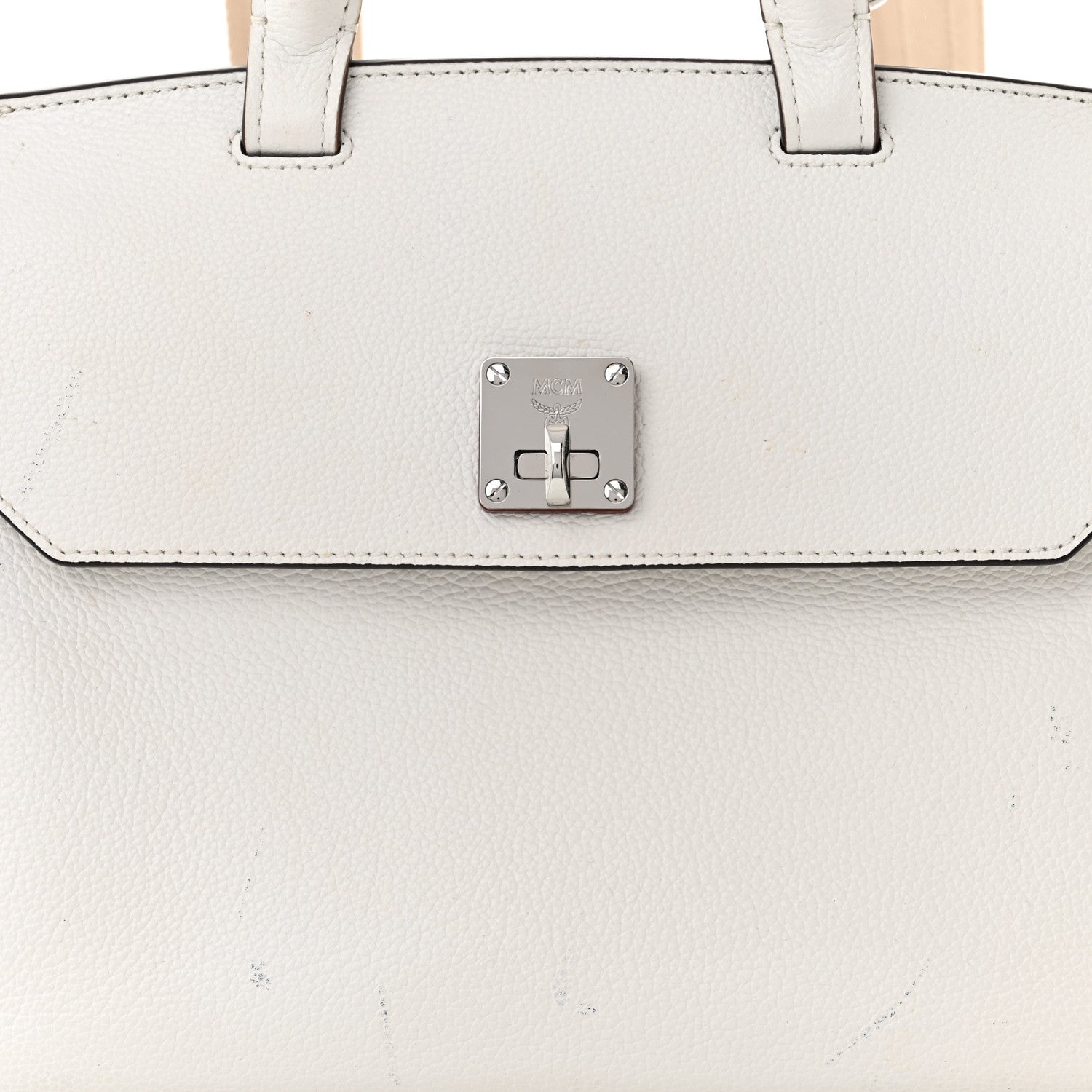 MCM Grained Calfskin Medium Milla Convertible Backpack White Flake 7 of 15