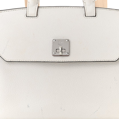 MCM Grained Calfskin Medium Milla Convertible Backpack White Flake 7 of 15