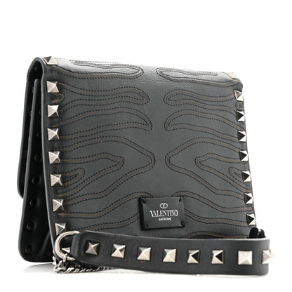 Valentino Garavani Calfskin Embroidered Rockstud Mini Crossbody Bag Black 3 of 13