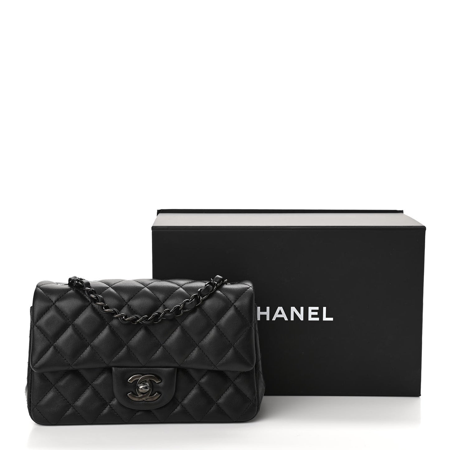 Lambskin Quilted Mini Rectangular Flap So Black