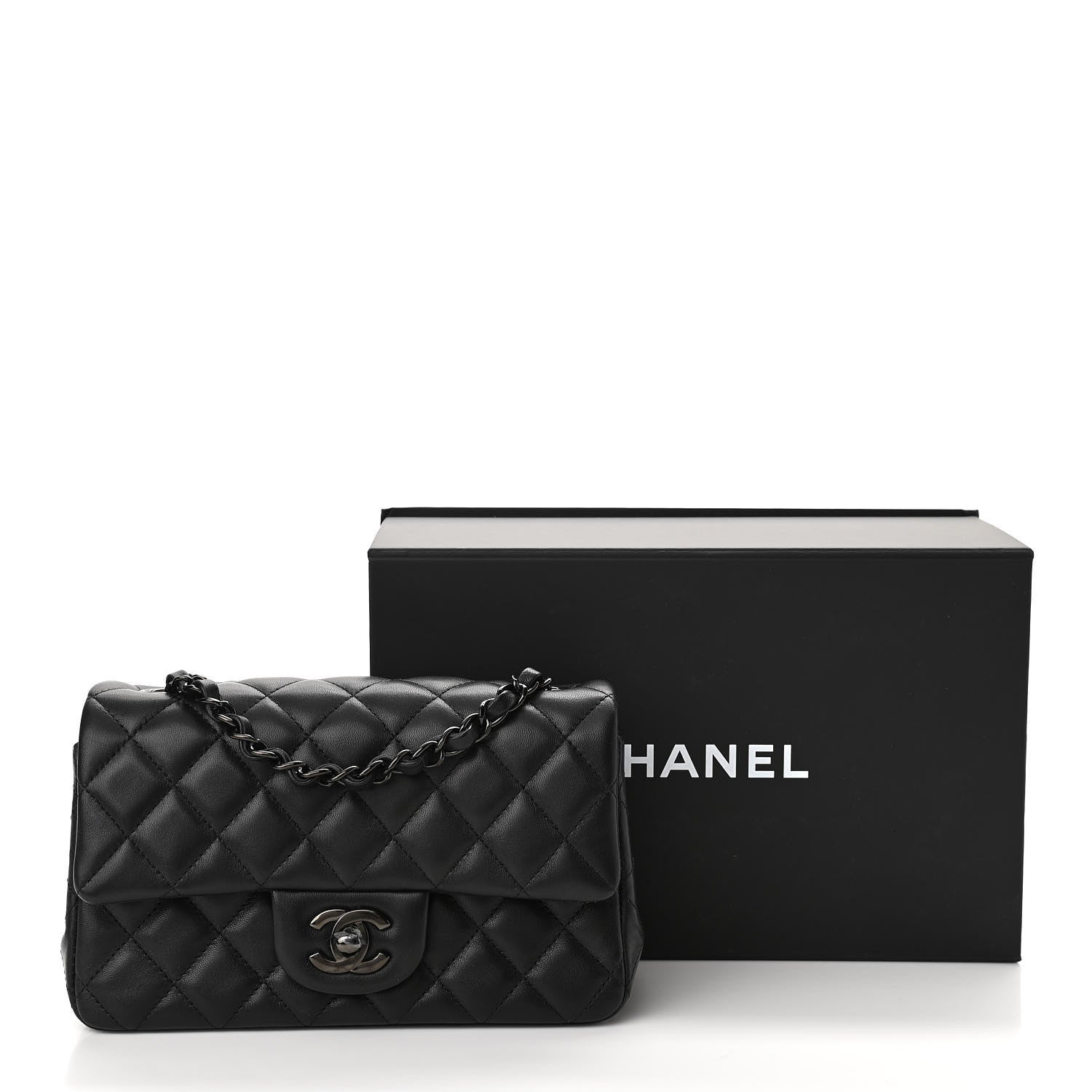 Chanel Lambskin Quilted Mini Rectangular Flap So Black 11 of 11