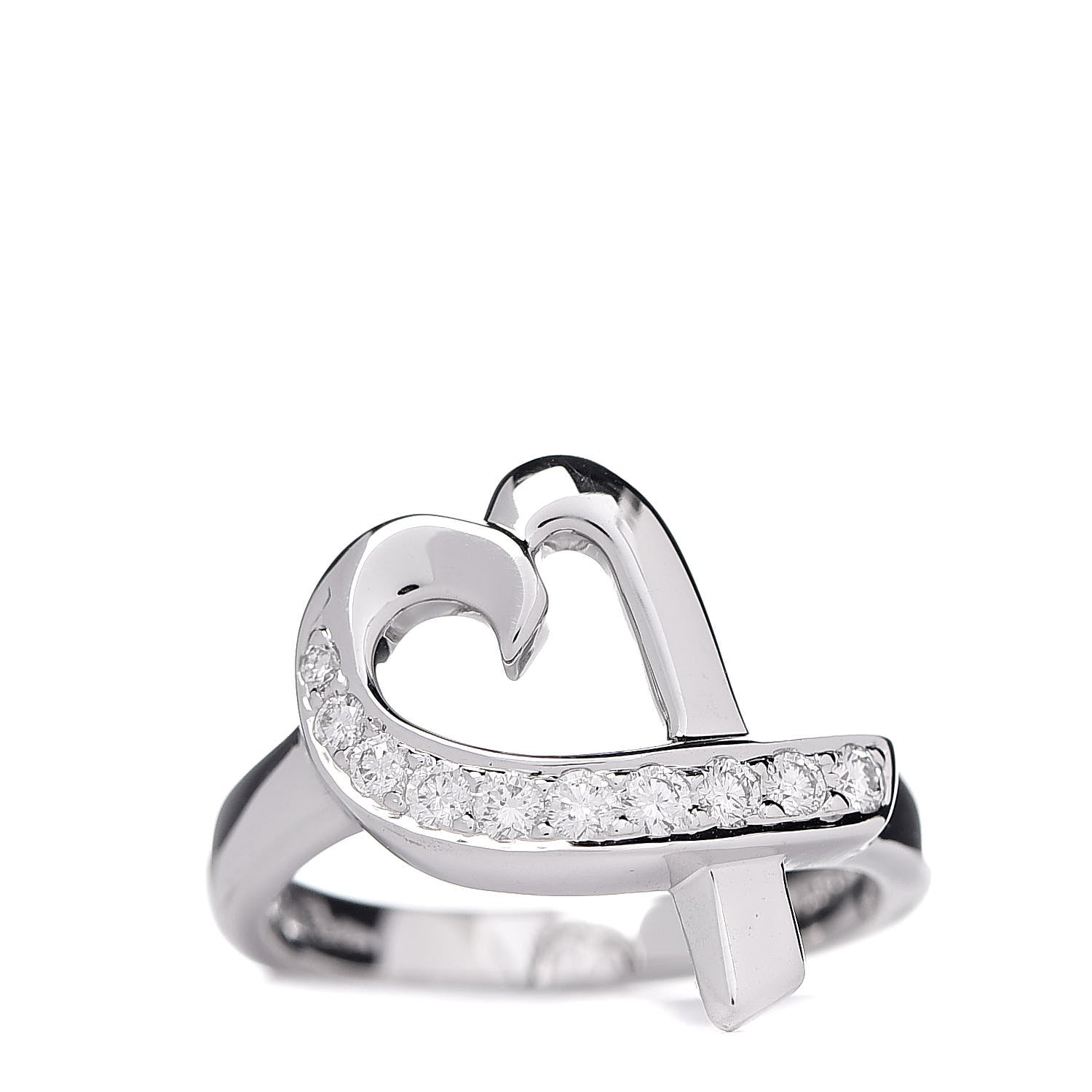 Tiffany 18K White Gold Diamond Paloma Picasso Loving Heart Ring 47 4 1 of 6