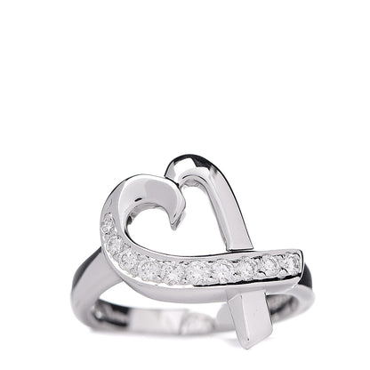 Tiffany 18K White Gold Diamond Paloma Picasso Loving Heart Ring 47 4 1 of 6
