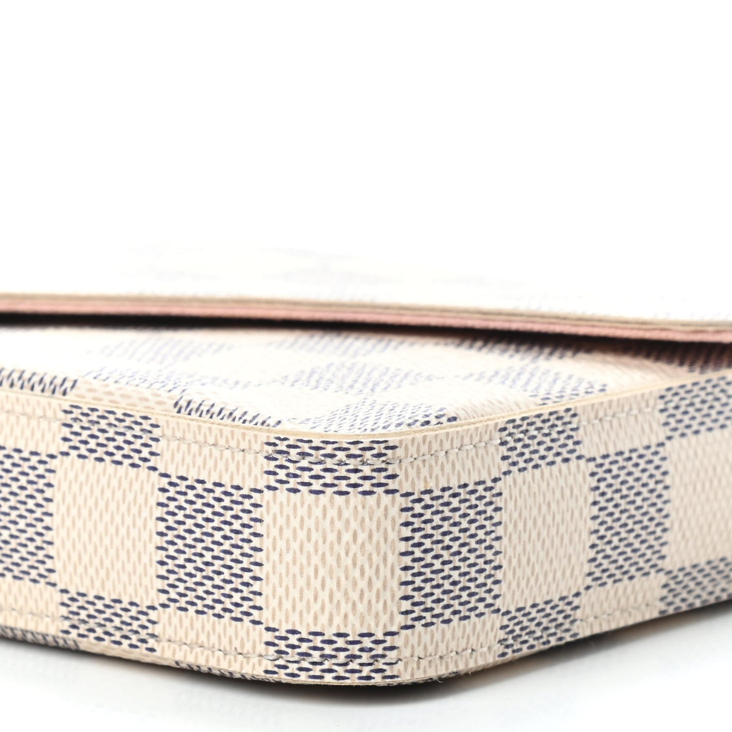 Damier Azur Pochette Felicie Chain Wallet Rose Ballerine