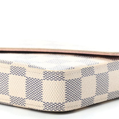 Louis Vuitton Damier Azur Pochette Felicie Chain Wallet Rose Ballerine 12 of 14