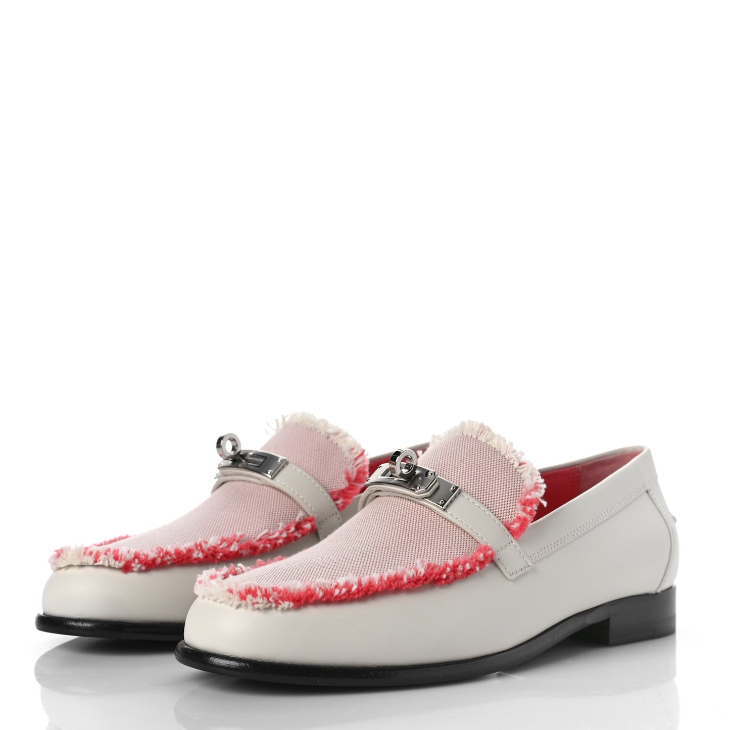 Toile Calfskin Fray Fray Womens Destin Loafer 37 Beige Glaise 36 FRAMBOISE