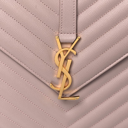 Saint Laurent Grain De Poudre Matelasse Chevron Large Monogram Satchel Rose Antic 8 of 8