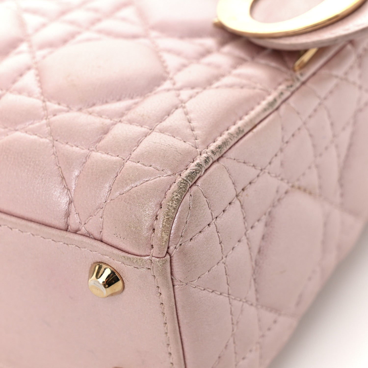 Christian Dior Metallic Lambskin Cannage Mini Lady Dior Lotus 12 of 14