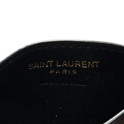 Saint Laurent Grain De Poudre Matelasse Chevron Monogram Credit Card Case Black 6 of 6