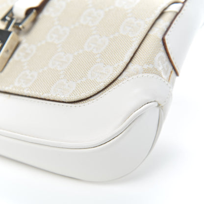 Gucci Monogram Small Jackie O Flap Hobo White 9 of 14
