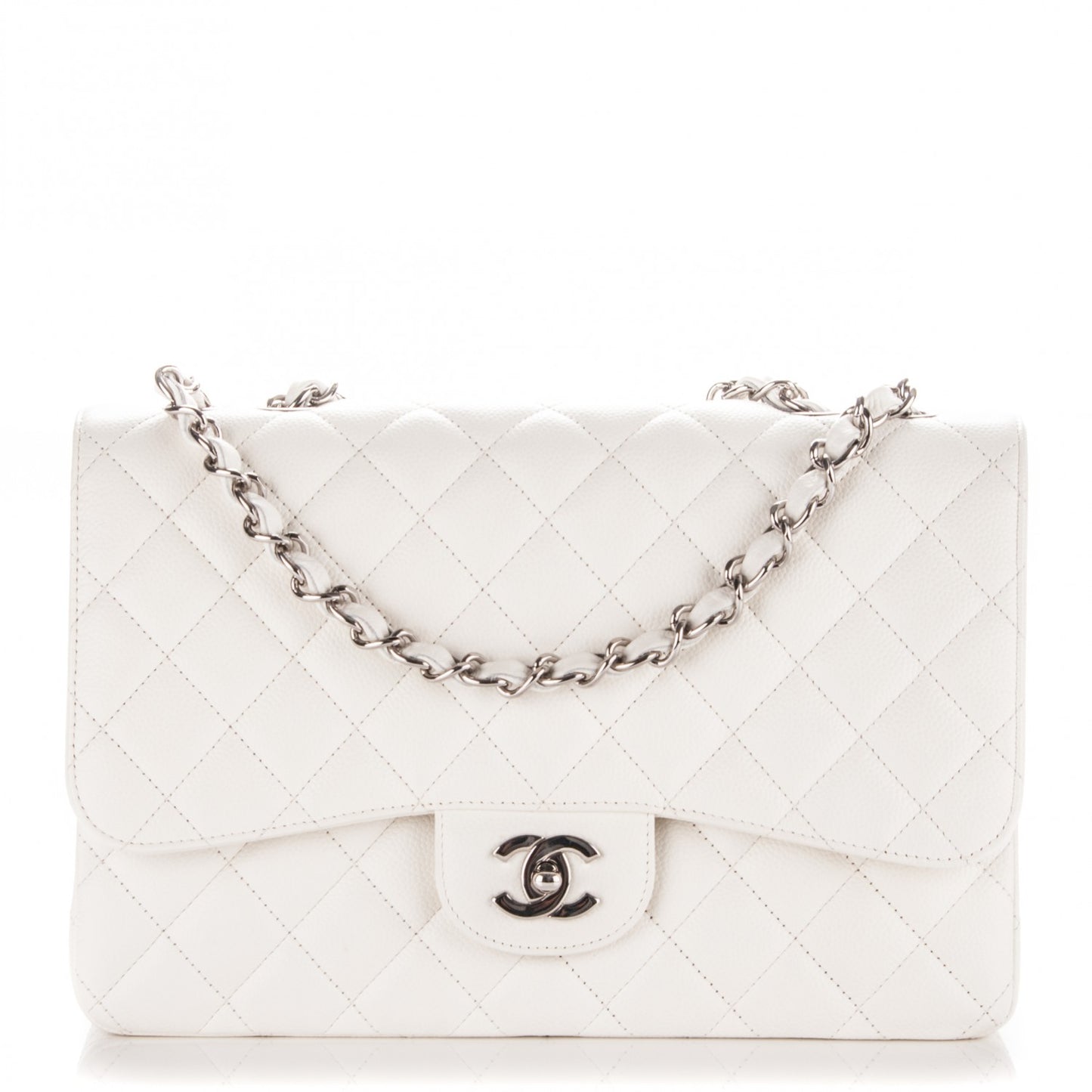 Caviar Quilted Jumbo Single Flap White