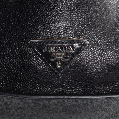 Prada Glace Calf Large Twin Pocket Tote Bag Baltico Black 4 of 9