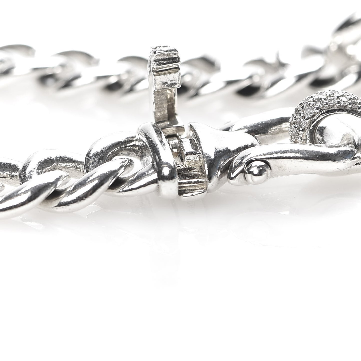 Sterling Silver Diamond Buckle Chain Necklace