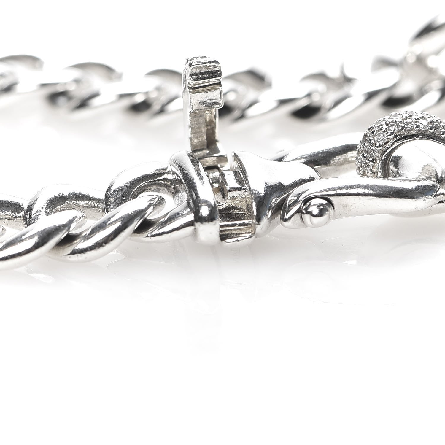 David Yurman Sterling Silver Diamond Buckle Chain Necklace 7 of 7
