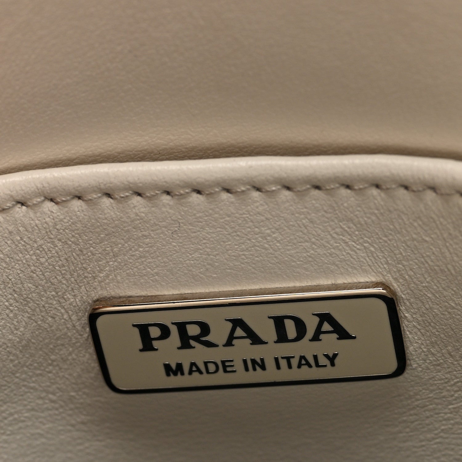 Prada Spazzolato Triangle Small Double Handle Crossbody Tote White 6 of 9