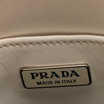 Prada Spazzolato Triangle Small Double Handle Crossbody Tote White 6 of 9
