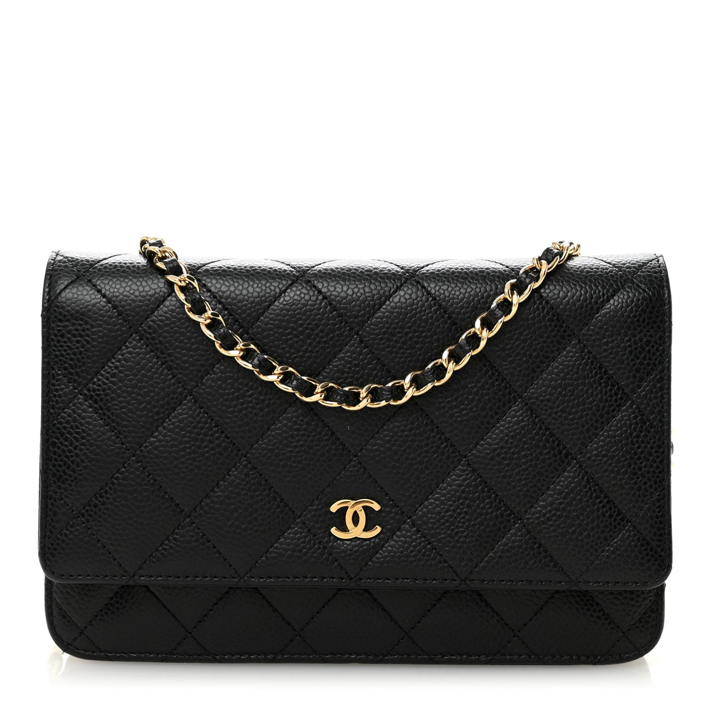 Caviar Quilted Wallet on Chain WOC Black