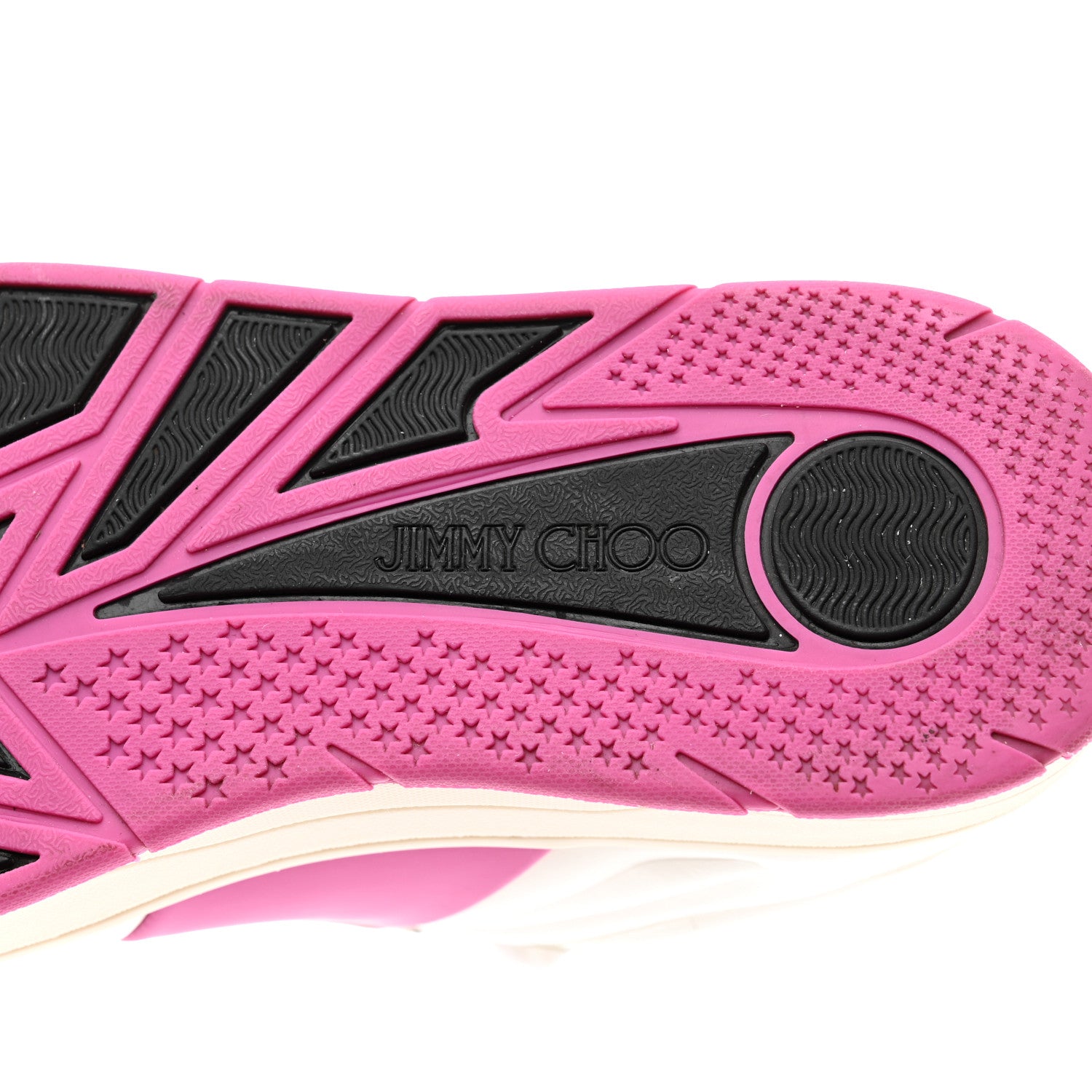 Jimmy Choo Calfskin Vinyl Striped Hawaii Flatform Sneakers 37.5 White Fuchsia 8 of 8