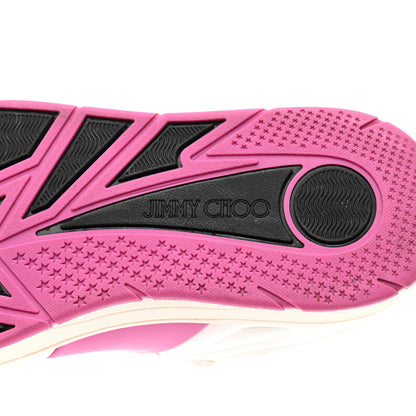 Jimmy Choo Calfskin Vinyl Striped Hawaii Flatform Sneakers 37.5 White Fuchsia 8 of 8