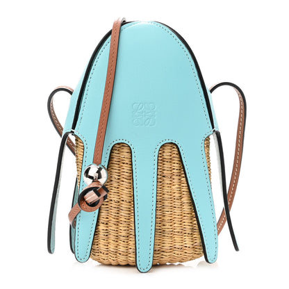 Loewe Calfskin Wicker Paula's Ibiza Octopus Mini Crossbody Natural Blue 1 of 8