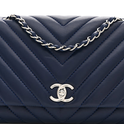 Chanel Lambskin Surpique Chevron Medium Single Flap Blue 8 of 10
