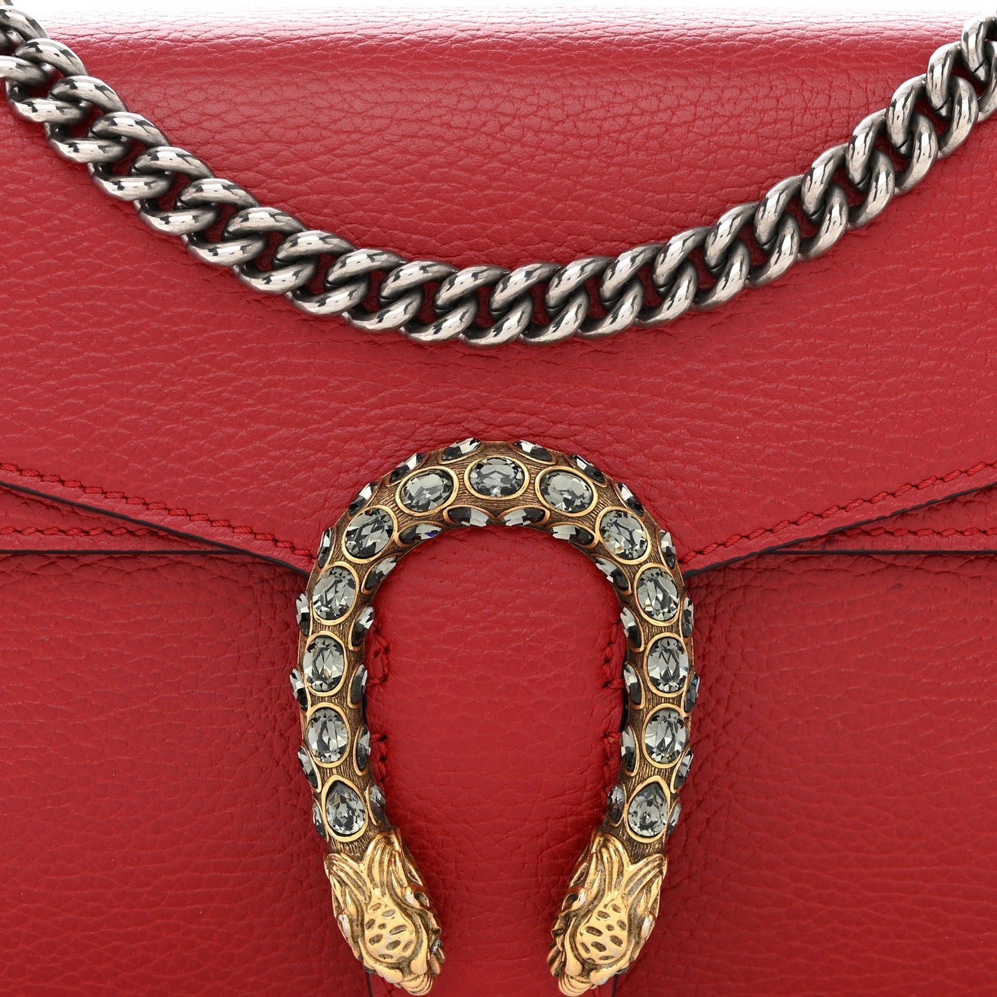 Dollar Calfskin Swarovski Crystal Small Dionysus Shoulder Bag Hibiscus Red