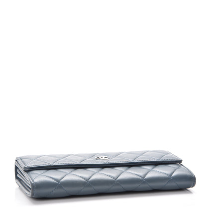 Chanel Lambskin Quilted Large Gusset Flap Wallet Blue 4 of 16