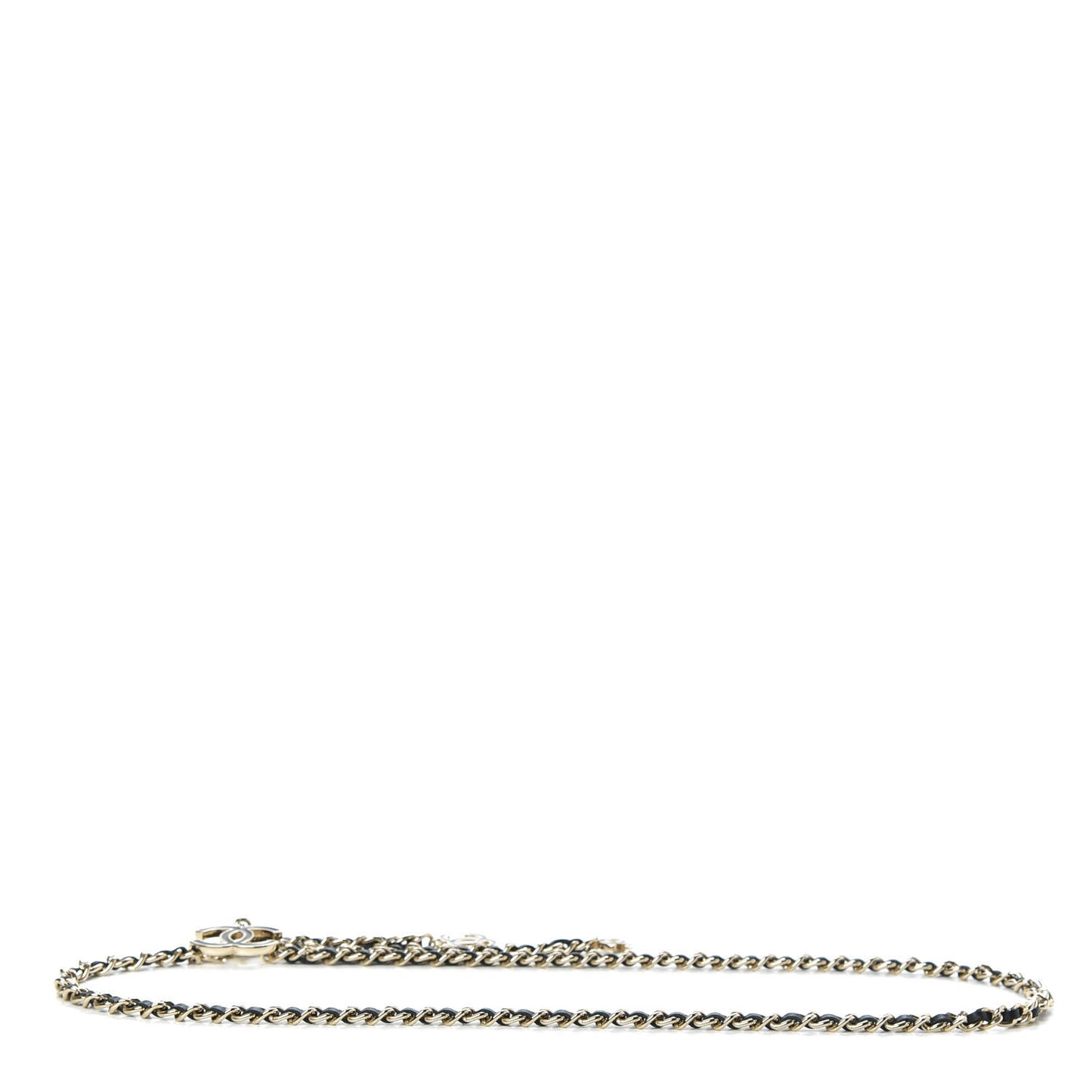 Lambskin Enamel CC Chain Belt Black Gold