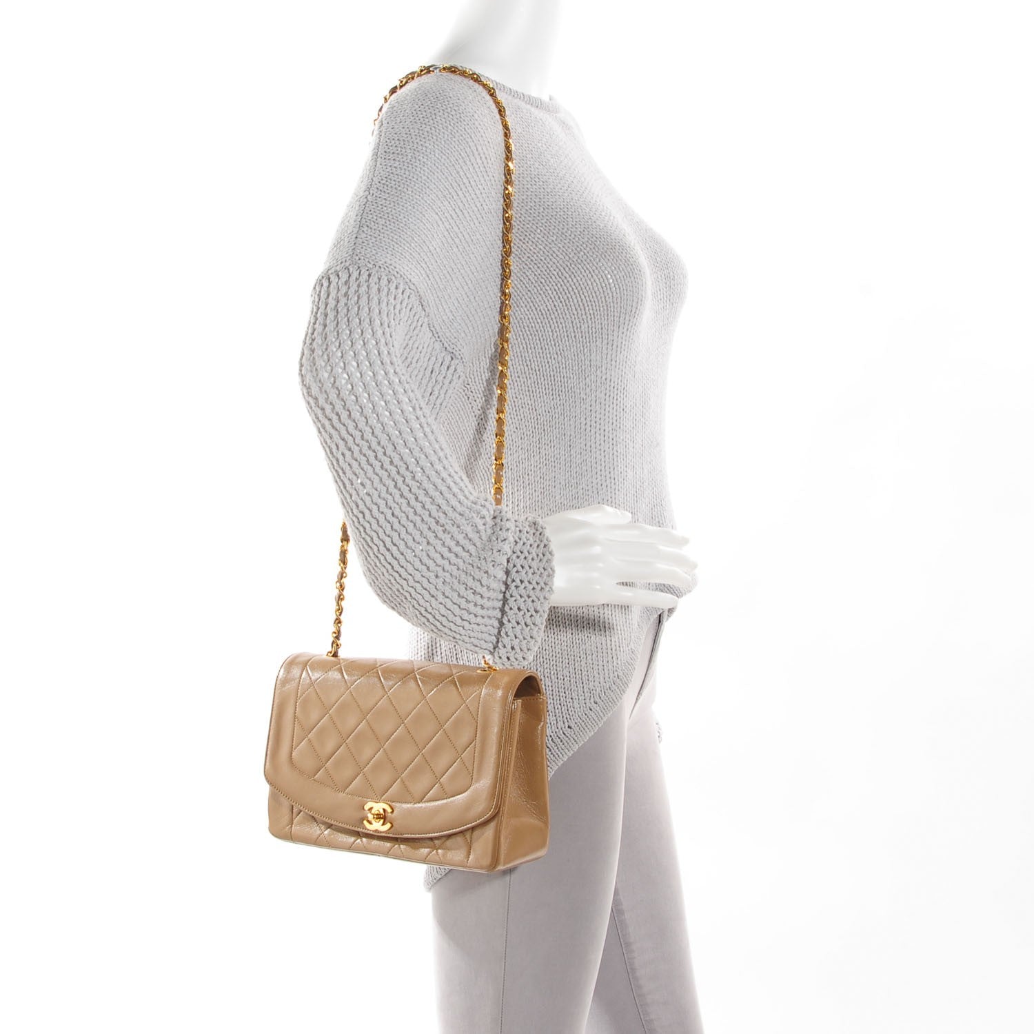Chanel Lambskin Quilted Medium Single Flap Beige 2 of 9