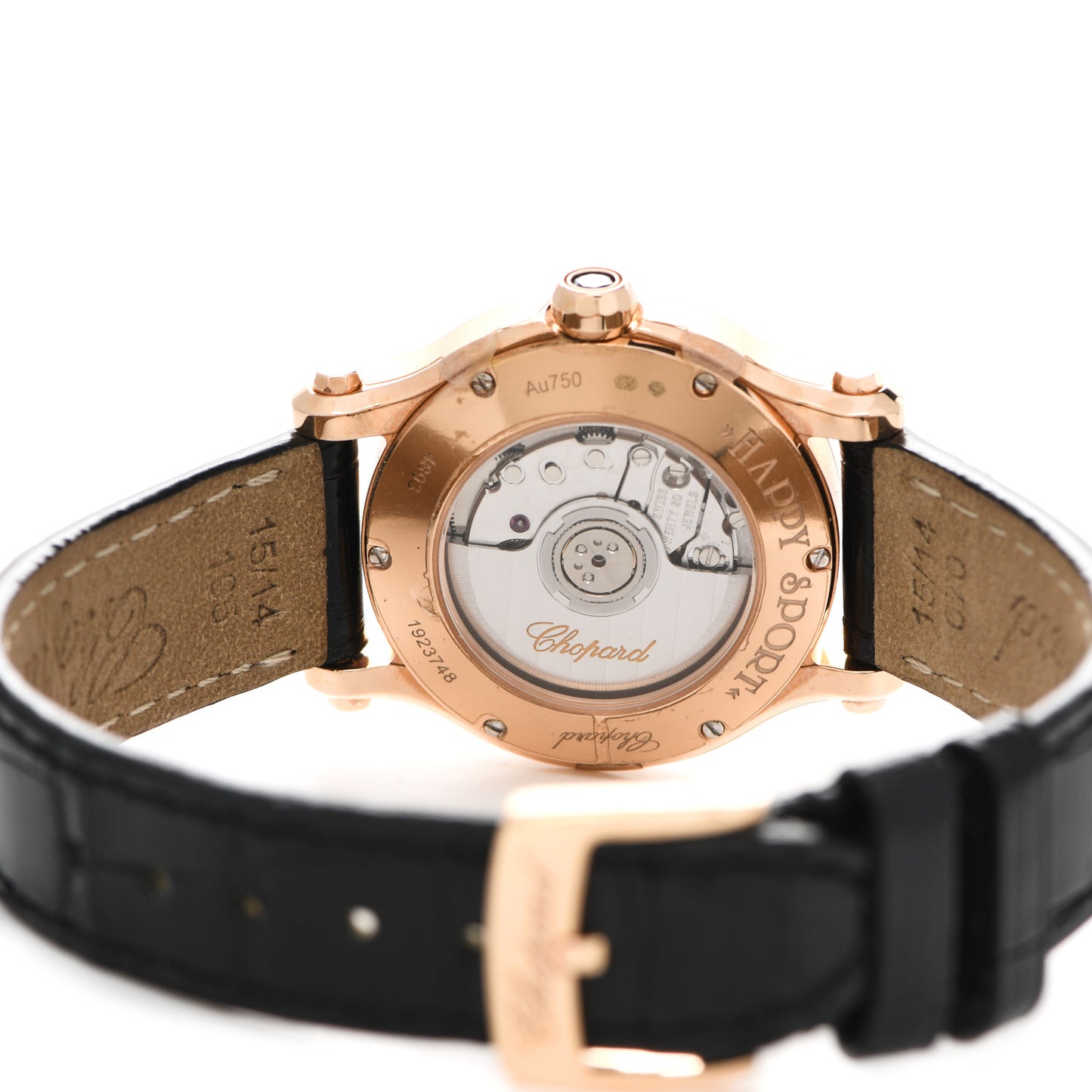 18K Rose Gold Alligator Diamond Bezel 30mm Happy Sport Automatic Watch