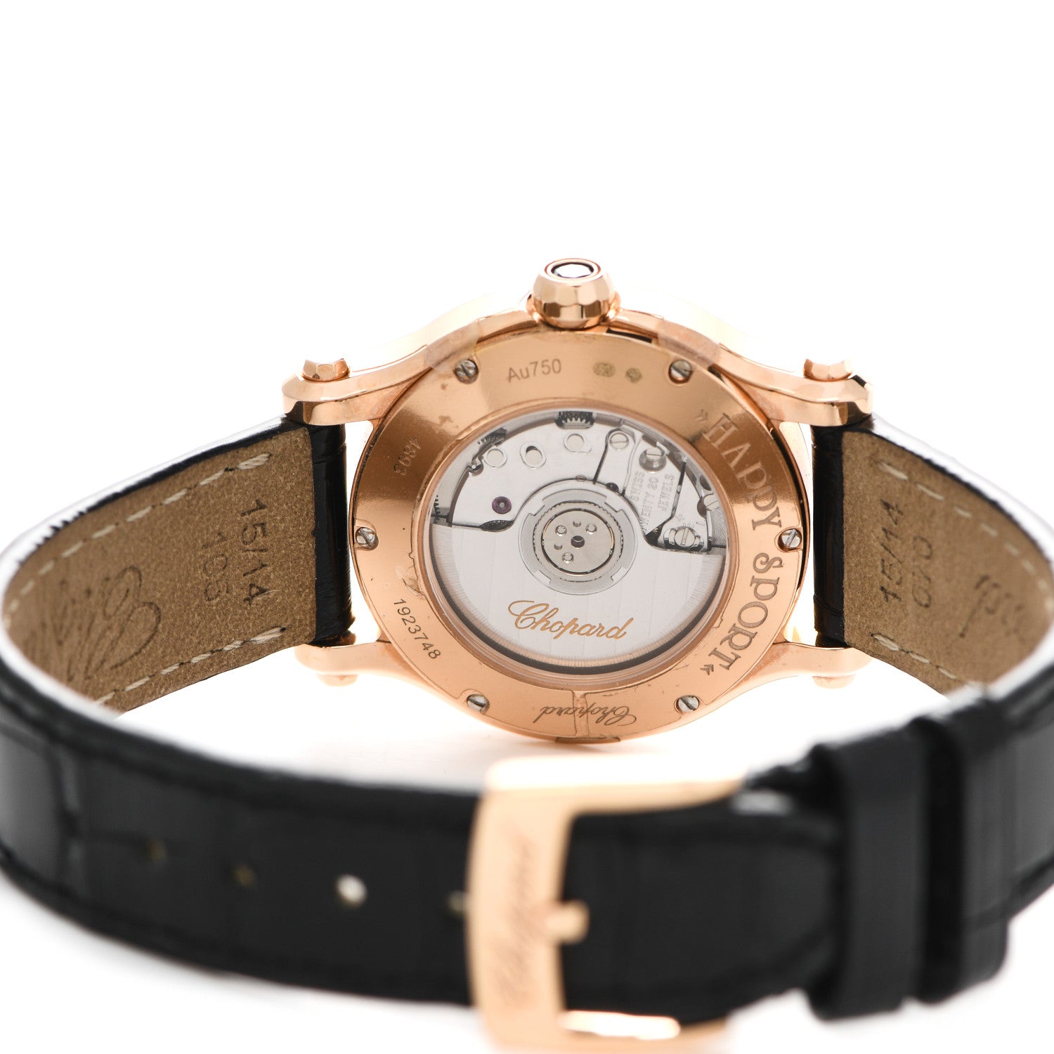 Chopard 18K Rose Gold Alligator Diamond Bezel 30mm Happy Sport Automatic Watch 4 of 8