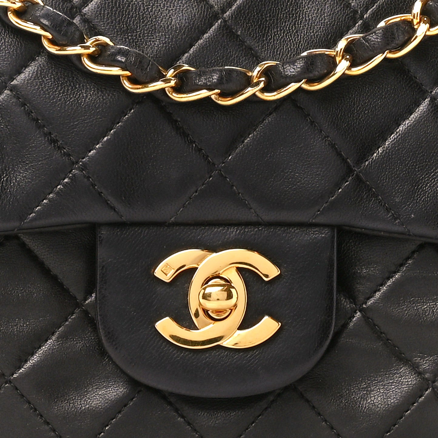 Lambskin Quilted Small Double Flap Black